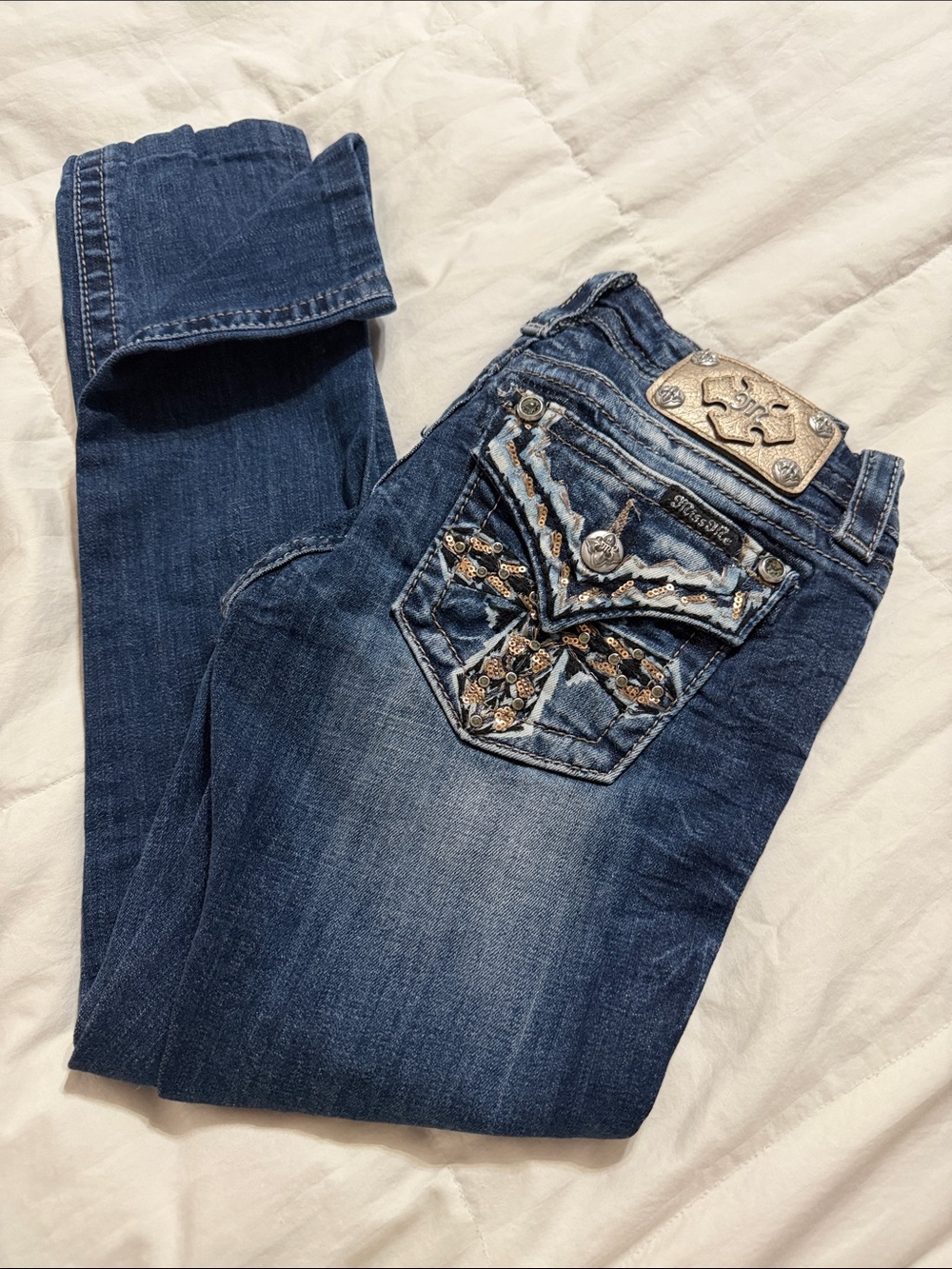 Miss Me Women's Medium Blue Washed Skinny Jeans size 26 x 25-1/2” inseam. - Picture 5 of 6